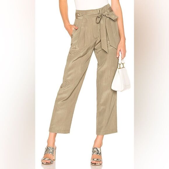 REVOLVE, JOA, Tie Waist Cropped Pant in Olive - Picture 2 of 10